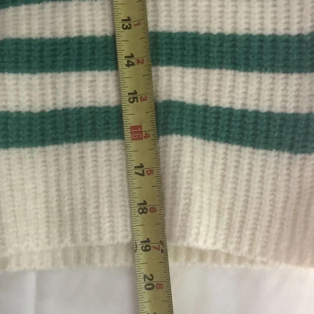 Women’s Green And White Striped Sweater By Sincerely Jules Size L